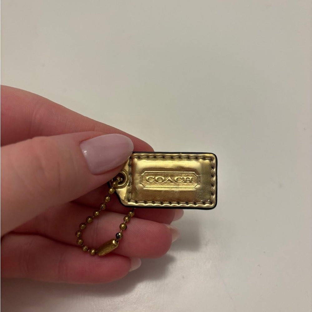 Coach gold leather handbag charm or keychain hangtag - Picture 3 of 8